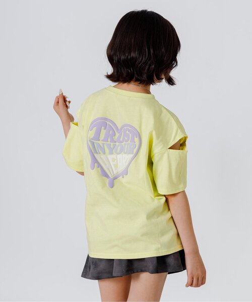 algy(アルジー)の「バックグラデハート肩あき半袖Tシャツ(Tシャツ/カットソー・キッズ・オフホワイト/ブラウン/ラベンダー/イエロー・120/130/140/150/160)」の1枚目の写真