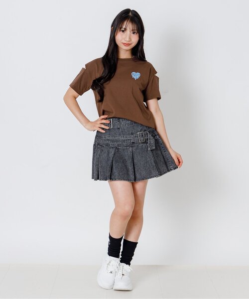 algy(アルジー)の「バックグラデハート肩あき半袖Tシャツ(Tシャツ/カットソー・キッズ・オフホワイト/ブラウン/ラベンダー/イエロー・120/130/140/150/160)」の7枚目の写真