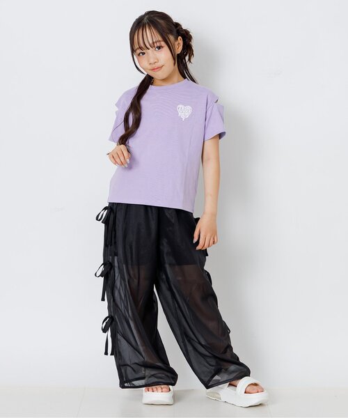 algy(アルジー)の「バックグラデハート肩あき半袖Tシャツ(Tシャツ/カットソー・キッズ・オフホワイト/ブラウン/ラベンダー/イエロー・120/130/140/150/160)」の9枚目の写真