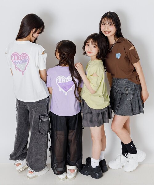 algy(アルジー)の「バックグラデハート肩あき半袖Tシャツ(Tシャツ/カットソー・キッズ・オフホワイト/ブラウン/ラベンダー/イエロー・120/130/140/150/160)」の11枚目の写真