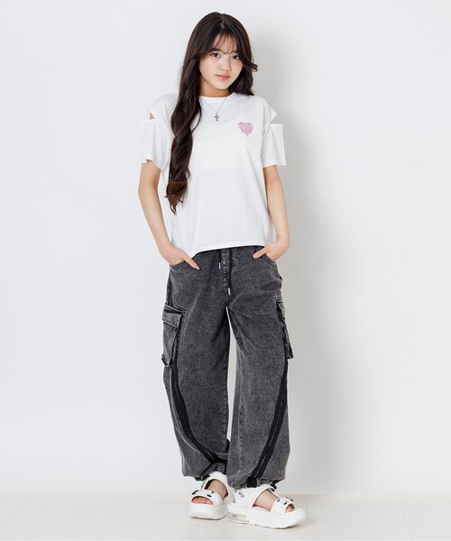 algy(アルジー)の「バックグラデハート肩あき半袖Tシャツ(Tシャツ/カットソー・キッズ・オフホワイト/ブラウン/ラベンダー/イエロー・120/130/140/150/160)」の12枚目の写真