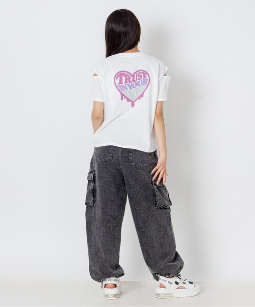algy(アルジー)の「バックグラデハート肩あき半袖Tシャツ(Tシャツ/カットソー・キッズ・オフホワイト/ブラウン/ラベンダー/イエロー・120/130/140/150/160)」の13枚目の写真