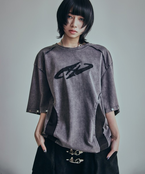 BENDER TOKYO(ベンダートウキョウ)の「【P.N UNDERGROUND】メッシュ 切替 ワイドTシャツ(Tシャツ/カットソー・メンズ・カモフラージュ/ブラック/グレー・M/L)」の3枚目の写真