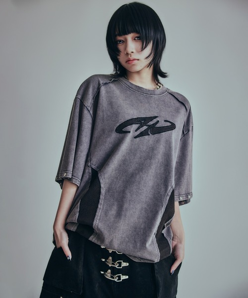 BENDER TOKYO(ベンダートウキョウ)の「【P.N UNDERGROUND】メッシュ 切替 ワイドTシャツ(Tシャツ/カットソー・メンズ・カモフラージュ/ブラック/グレー・M/L)」の6枚目の写真