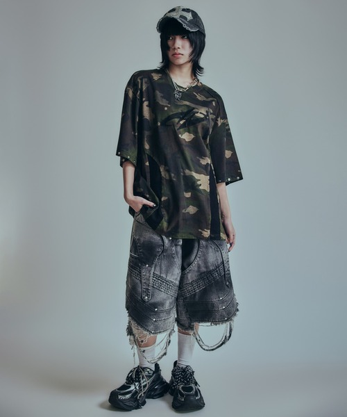BENDER TOKYO(ベンダートウキョウ)の「【P.N UNDERGROUND】メッシュ 切替 ワイドTシャツ(Tシャツ/カットソー・メンズ・カモフラージュ/ブラック/グレー・M/L)」の17枚目の写真