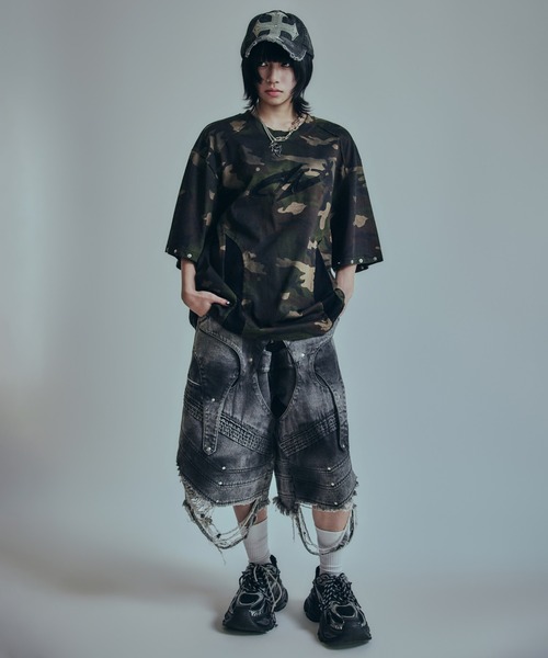 BENDER TOKYO(ベンダートウキョウ)の「【P.N UNDERGROUND】メッシュ 切替 ワイドTシャツ(Tシャツ/カットソー・メンズ・カモフラージュ/ブラック/グレー・M/L)」の19枚目の写真