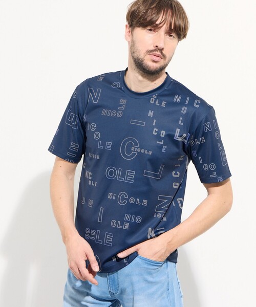 HIDEAWAYS NICOLE(ハイダウェイニコル)の「【WEB限定】総柄ロゴプリント半袖Tシャツ(Tシャツ/カットソー・メンズ・ブラック/ブルー/ホワイト/ボルドー・M/XL/L)」の3枚目の写真