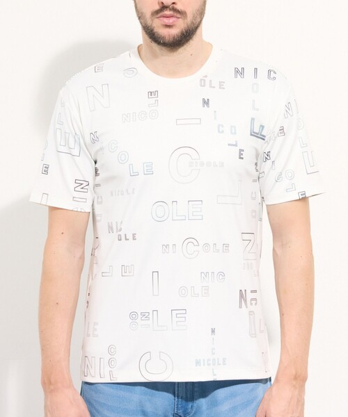 HIDEAWAYS NICOLE(ハイダウェイニコル)の「【WEB限定】総柄ロゴプリント半袖Tシャツ(Tシャツ/カットソー・メンズ・ブラック/ブルー/ホワイト/ボルドー・M/XL/L)」の12枚目の写真
