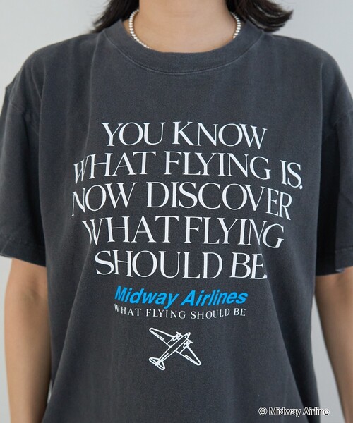 GOOD ROCK SPEED(グッドロックスピード)の「【GOOD ROCK SPEED/グッドロックスピード】Midway Airlines TEE ミッドウェイ・エアラインズ Tシャツ(Tシャツ/カットソー・レディース・チャコールグレー・フリー)」の7枚目の写真