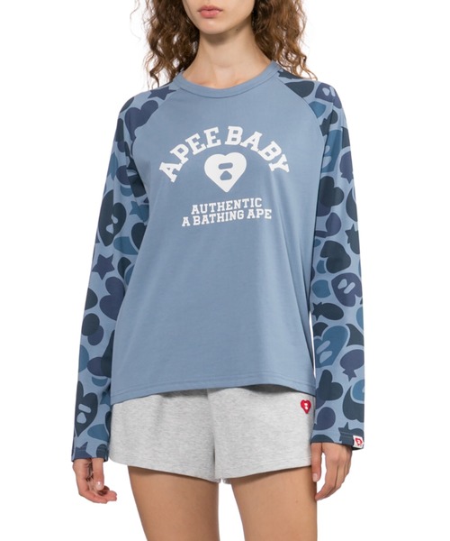 A BATHING APE(アベイシングエイプ)の「CAMO SLEEVES RAGLAN LS TEE(Tシャツ/カットソー・レディース・マルチ/ブルー/ピンク・SMALL/MEDIUM/X-SMALL)」の7枚目の写真