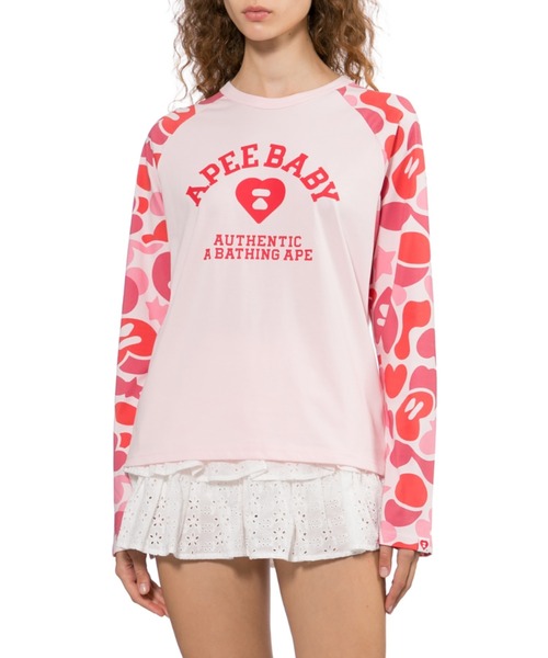 A BATHING APE(アベイシングエイプ)の「CAMO SLEEVES RAGLAN LS TEE(Tシャツ/カットソー・レディース・マルチ/ブルー/ピンク・SMALL/MEDIUM/X-SMALL)」の8枚目の写真