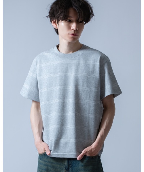 Crownor(クラウノアー)の「リンクスボーダー 半袖Tシャツ(Tシャツ/カットソー・メンズ・ホワイト/グレー/ブラック・LARGE/MEDIUM)」の3枚目の写真