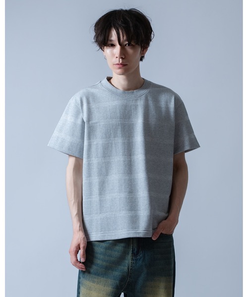 Crownor(クラウノアー)の「リンクスボーダー 半袖Tシャツ(Tシャツ/カットソー・メンズ・ホワイト/グレー/ブラック・LARGE/MEDIUM)」の4枚目の写真