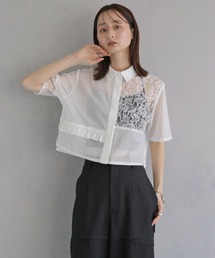 &g'aime | 【&ｇ'aime 】MIXレースクロップドシャツ　Mixed Lace Cropped Shirt(シャツ/ブラウス)