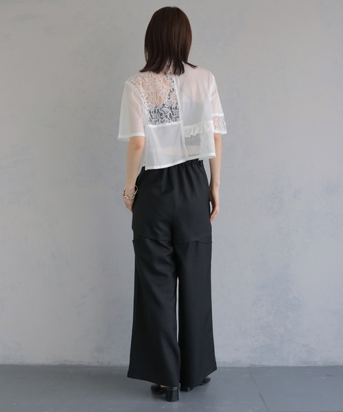 &g'aime（アンジェム）の「【&ｇ'aime 】MIXレースクロップドシャツ　Mixed Lace Cropped Shirt（シャツ/ブラウス・レディース・ブラック/オフホワイト・FREE）」の13枚目の写真