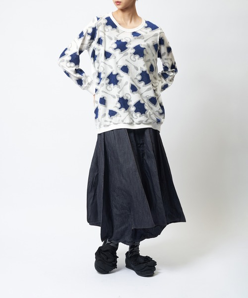 gomme（ゴム）の「ジャガードコクーンＴ（Tシャツ/カットソー・レディース・チャコールグレー/ホワイト/ブラック・MEDIUM）」の6枚目の写真