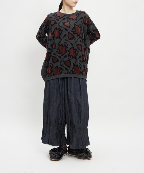 gomme（ゴム）の「ジャガードコクーンＴ（Tシャツ/カットソー・レディース・チャコールグレー/ホワイト/ブラック・MEDIUM）」の8枚目の写真