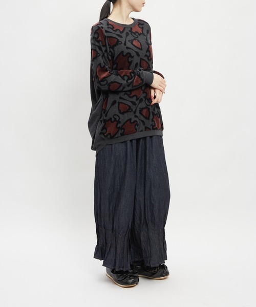 gomme（ゴム）の「ジャガードコクーンＴ（Tシャツ/カットソー・レディース・チャコールグレー/ホワイト/ブラック・MEDIUM）」の9枚目の写真