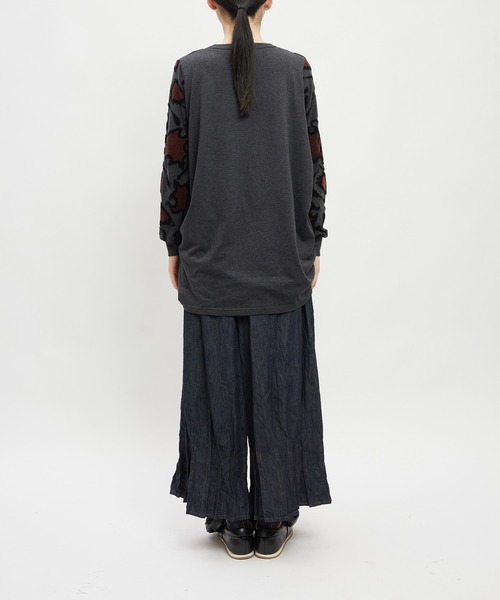 gomme（ゴム）の「ジャガードコクーンＴ（Tシャツ/カットソー・レディース・チャコールグレー/ホワイト/ブラック・MEDIUM）」の10枚目の写真