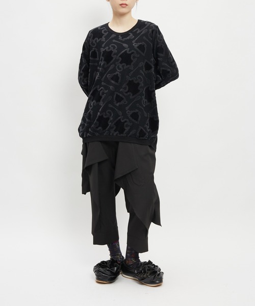 gomme（ゴム）の「ジャガードコクーンＴ（Tシャツ/カットソー・レディース・チャコールグレー/ホワイト/ブラック・MEDIUM）」の11枚目の写真