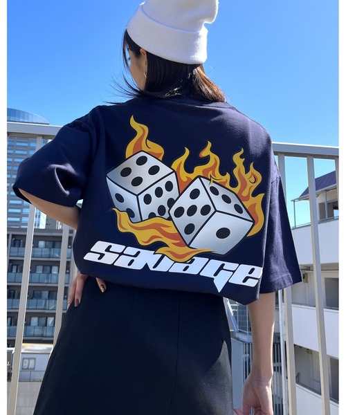 RGY(アールジーワイ)の「【RGY】ダイス両面プリント ビッグシルエットTシャツ(Tシャツ/カットソー・メンズ・ブラック/ネイビー/ホワイト・LARGE/MEDIUM)」の1枚目の写真