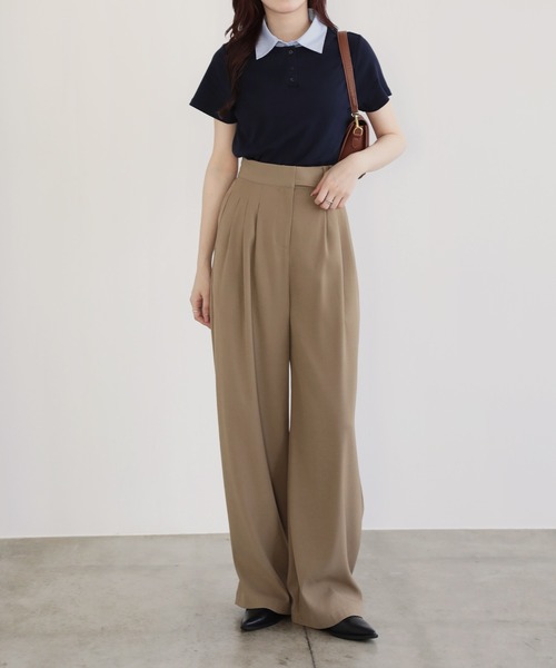 nouvellemoi(ヌーベルモイ)の「バイカラーデザイン半袖ポロカットソー(Tシャツ/カットソー・レディース・オフホワイト/ネイビー/ブラック・M)」の8枚目の写真