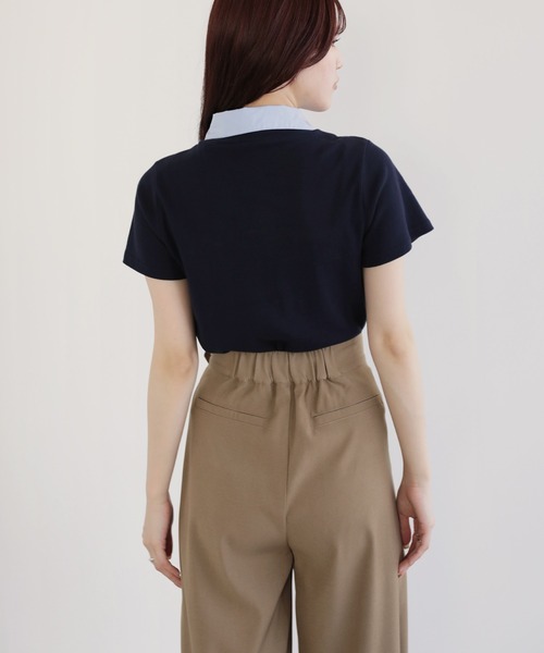 nouvellemoi(ヌーベルモイ)の「バイカラーデザイン半袖ポロカットソー(Tシャツ/カットソー・レディース・オフホワイト/ネイビー/ブラック・M)」の10枚目の写真