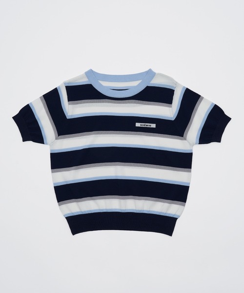 SOEMIN(ソミン)の「Border short-sleeved knit/ボーダー半袖ニット(ニット/セーター・レディース・サックスブルー/ピンク・FREE)」の15枚目の写真