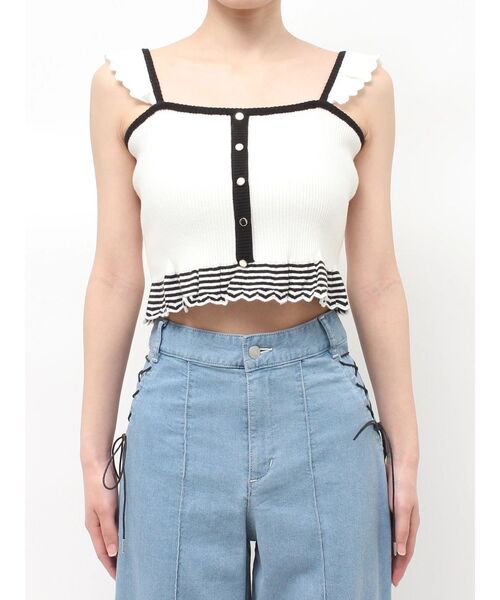 EATME（イートミー）の「バイカラーフリルキャミニットTOP（キャミソール・レディース・ブラック/オフホワイト/グリーン・FREE）」の20枚目の写真