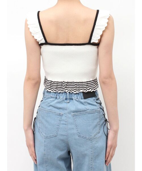 EATME（イートミー）の「バイカラーフリルキャミニットTOP（キャミソール・レディース・ブラック/オフホワイト/グリーン・FREE）」の22枚目の写真