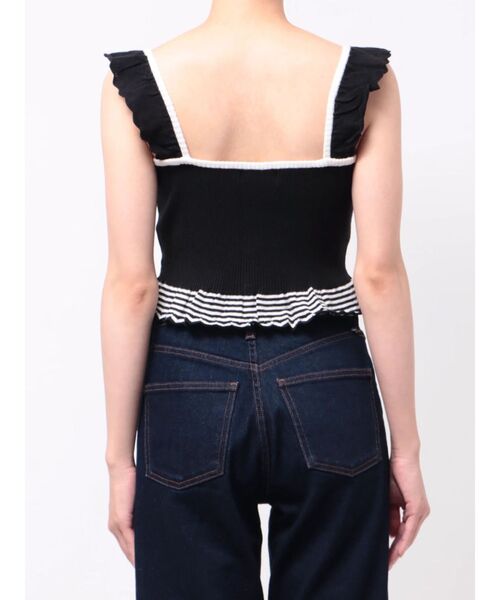 EATME(イートミー)の「バイカラーフリルキャミニットTOP(キャミソール・レディース・ブラック/オフホワイト/グリーン・FREE)」の4枚目の写真