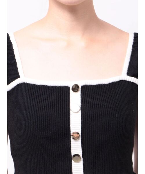 EATME(イートミー)の「バイカラーフリルキャミニットTOP(キャミソール・レディース・ブラック/オフホワイト/グリーン・FREE)」の5枚目の写真