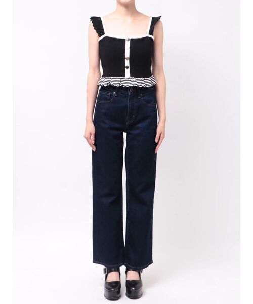 EATME(イートミー)の「バイカラーフリルキャミニットTOP(キャミソール・レディース・ブラック/オフホワイト/グリーン・FREE)」の8枚目の写真