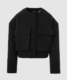 Patch-pocket cropped boxy jacket
