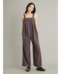 バックギャザーワイドサロペット