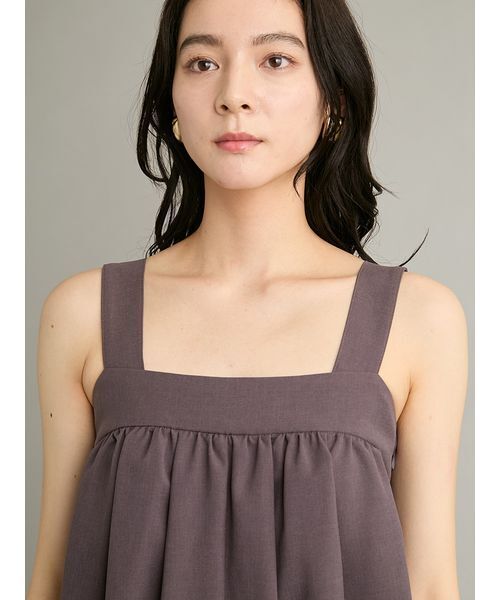 Mila Owen(ミラオーウェン)の「バックギャザーワイドサロペット(つなぎ/オールインワン・レディース・チェック/チャコールグレー/カーキ・0/1)」の8枚目の写真
