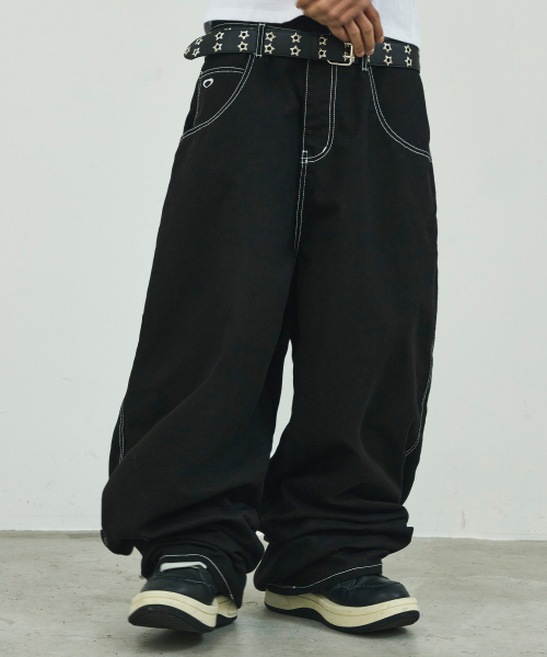 SCALLYWAG（スカリーワグ）の「ステッチワイドセギングコットンパンツ[ブラック]（その他パンツ・レディース・その他・SMALL/MEDIUM/LARGE/X-LARGE）」の6枚目の写真
