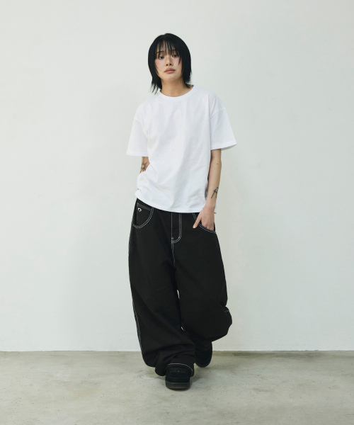 SCALLYWAG（スカリーワグ）の「ステッチワイドセギングコットンパンツ[ブラック]（その他パンツ・レディース・その他・SMALL/MEDIUM/LARGE/X-LARGE）」の7枚目の写真