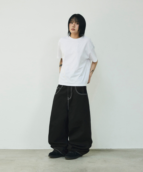 SCALLYWAG（スカリーワグ）の「ステッチワイドセギングコットンパンツ[ブラック]（その他パンツ・レディース・その他・SMALL/MEDIUM/LARGE/X-LARGE）」の8枚目の写真