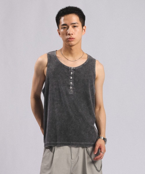 RAGEBLUE(レイジブルー)の「RINGDOT HENRY TANKTOP/リングドットヘンリータンクトップ(タンクトップ・メンズ・グレー/ホワイト/ブラック・MEDIUM/LARGE)」の1枚目の写真