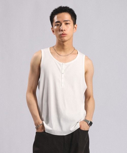 RAGEBLUE(レイジブルー)の「RINGDOT HENRY TANKTOP/リングドットヘンリータンクトップ(タンクトップ・メンズ・グレー/ホワイト/ブラック・MEDIUM/LARGE)」の2枚目の写真