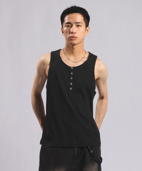 RAGEBLUE(レイジブルー)の「RINGDOT HENRY TANKTOP/リングドットヘンリータンクトップ(タンクトップ・メンズ・グレー/ホワイト/ブラック・MEDIUM/LARGE)」の3枚目の写真