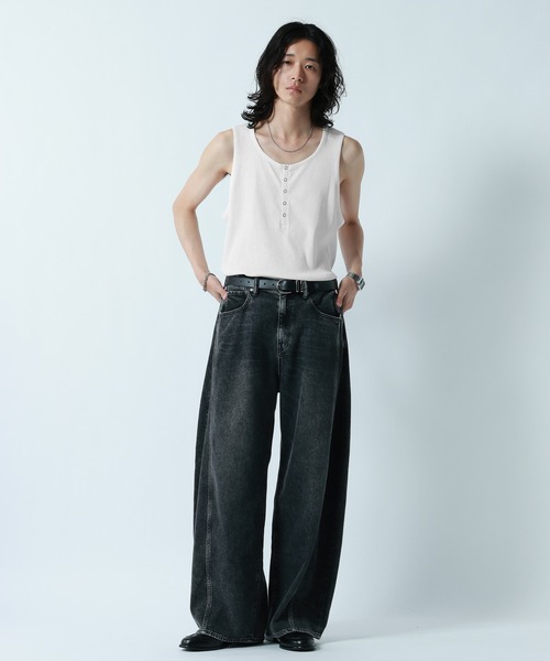RAGEBLUE(レイジブルー)の「RINGDOT HENRY TANKTOP/リングドットヘンリータンクトップ(タンクトップ・メンズ・グレー/ホワイト/ブラック・MEDIUM/LARGE)」の6枚目の写真
