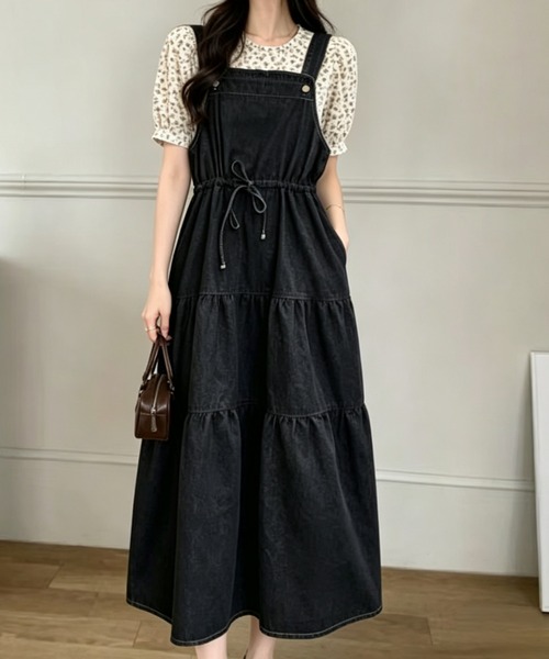 FAVORITO(ファヴォリート)の「デニムキャミワンピース(ワンピース・レディース・ダークブルー/ブラック・F)」の2枚目の写真