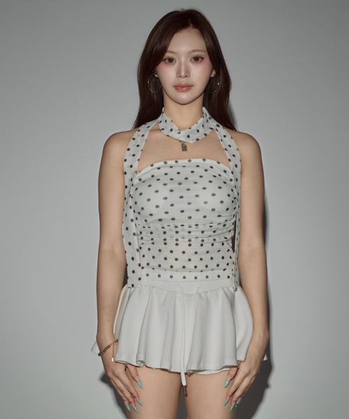 CeLess(セレス)の「Chic Ribbon Dot Tube Top / シックリボンドットチューブトップ(チューブトップ・レディース・ホワイト/グレー/ブラック・FREE)」の4枚目の写真