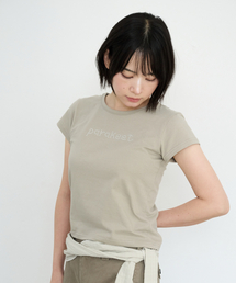 グリントレタリングTシャツ（サンドベージュ）