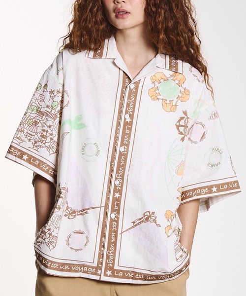 HLAADA(フラーダ)の「HLAADA for ROSEBUD/VOYAGE PRINT SHORT SLEEVE SHIRT(シャツ/ブラウス・レディース・ブラック/ブラウン・ONE SIZE)」の2枚目の写真