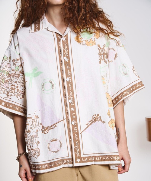 HLAADA(フラーダ)の「HLAADA for ROSEBUD/VOYAGE PRINT SHORT SLEEVE SHIRT(シャツ/ブラウス・レディース・ブラック/ブラウン・ONE SIZE)」の10枚目の写真