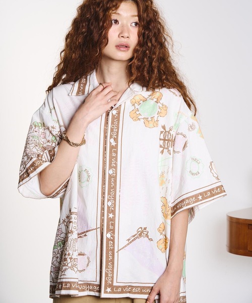 HLAADA(フラーダ)の「HLAADA for ROSEBUD/VOYAGE PRINT SHORT SLEEVE SHIRT(シャツ/ブラウス・レディース・ブラック/ブラウン・ONE SIZE)」の11枚目の写真