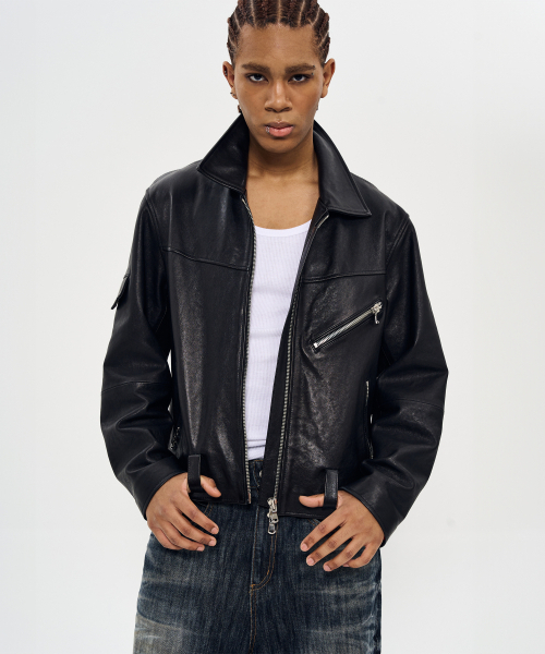 WORLDDILEMA(ワールドジレンマ)の「Cow Leather Biker Jacket (Black)(ライダースジャケット・レディース・その他・FREE)」の7枚目の写真
